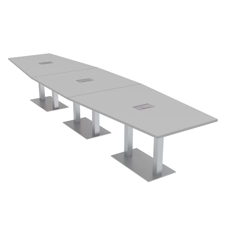 Skutchi Designs 45 in W, 165.75 in L, 29 in H, Engineered Wood Top, Grey HAR-HEX.IR-46x168-DOU-ELEC-XD01